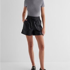 Express Black High Waist Leather Shorts